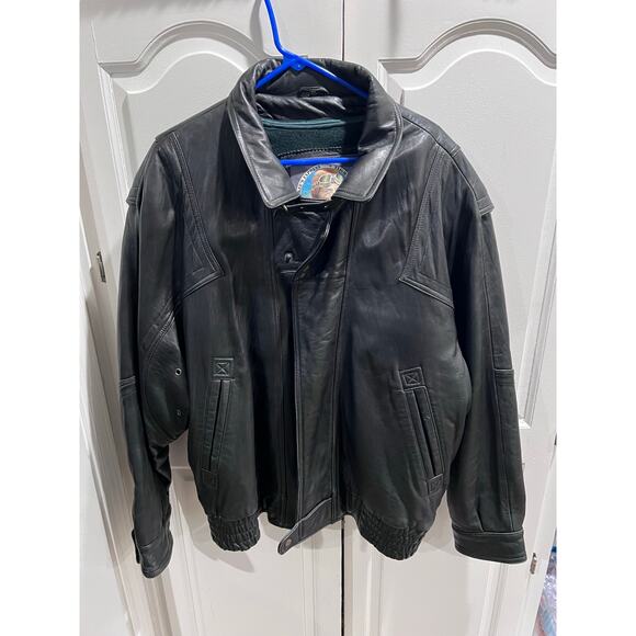 Durkee’s Express Flight Jacket XXL Black Leather Bomber Aviator Vintage Heavy - Picture 1 of 16